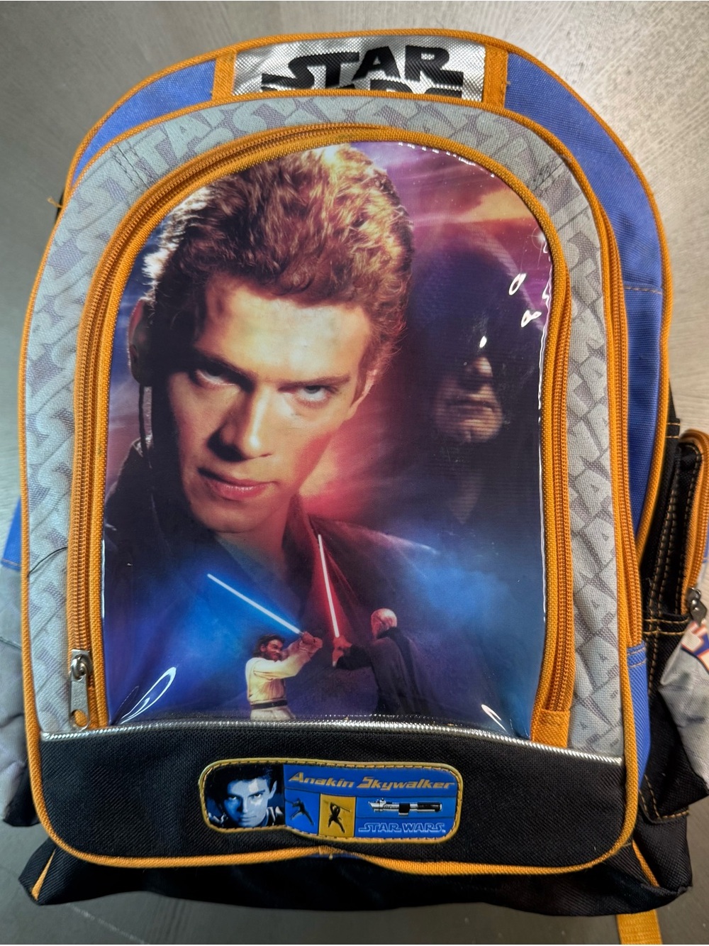 Vintage 2002 Star Wars Anakin Skywalker Backpack w/ Original Stickers Y2K